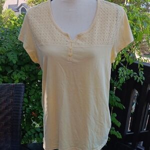 Croft & Barrow Light Yellow Eyelet Blouse